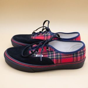 Vans Authentic Customs Tartan Red Plaid Shoes Women's Size 7W Men's Size 5.5W